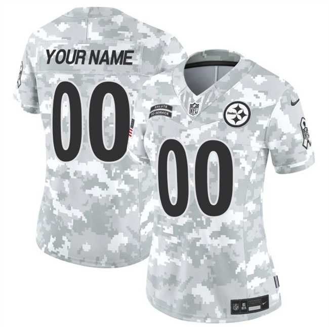 Womens Pittsburgh Steelers Active Player Custom 2024 F.U.S.E Arctic Camo Salute To Service Limited Stitched Football Jersey(Run Small)